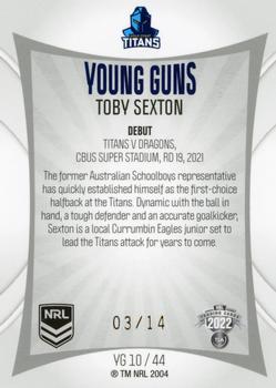 2022 NRL Elite - Young Guns Priority #YGP10 Toby Sexton Back